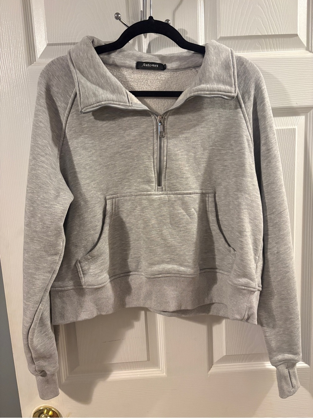 Gray Half-Zip Pullover Sweatshirt